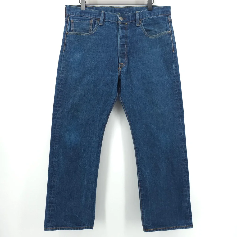 Levis Mens Jeans 501 Original W36 L29 Blue Dark Wash Straight Leg Denim